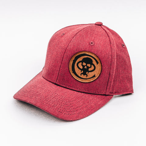 Chaves Knives Snapback Hat - Red/Leather Logo